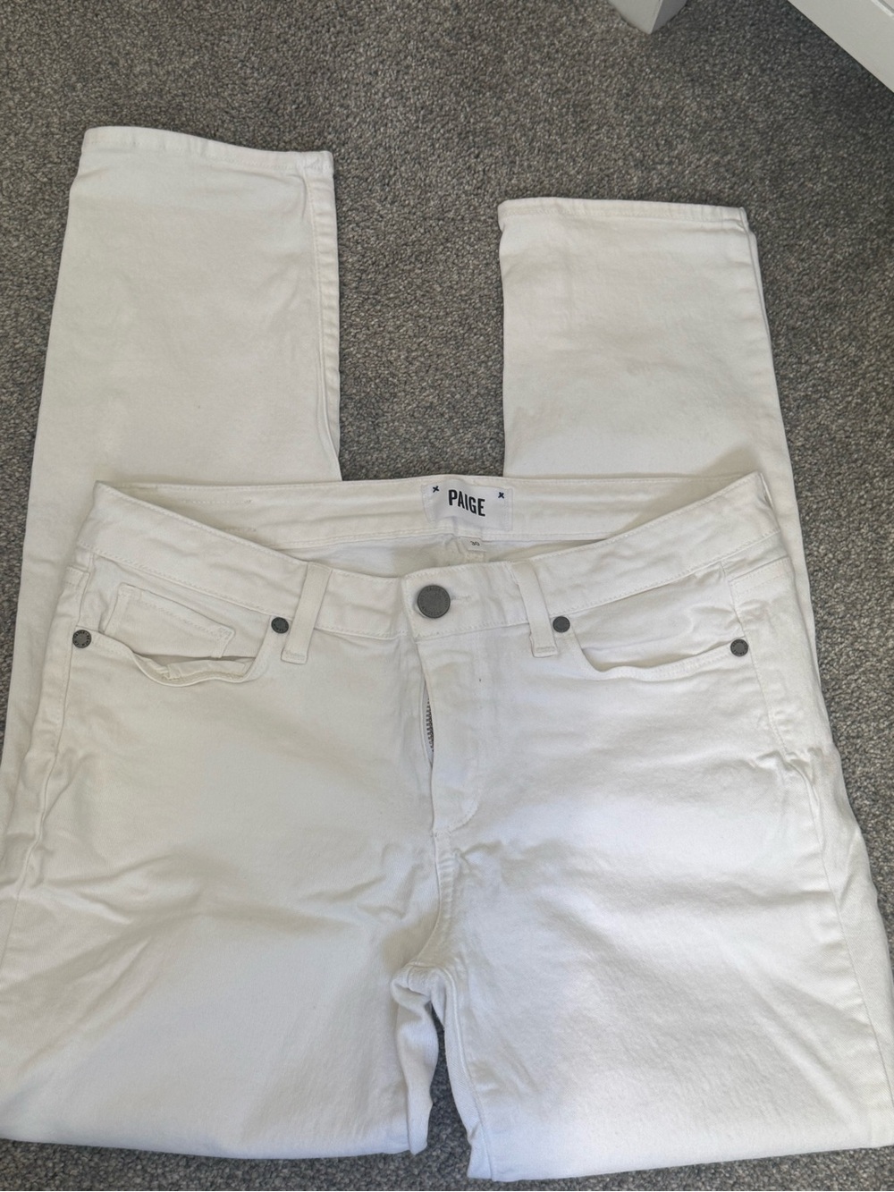 PAIGE White Straight-Leg Jeans